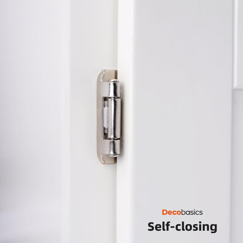 Decobasics 20 Pack 1/2" Overlay Brushed Nickel Cabinet Hinges for Cabinet Doors (10 Pairs) â€“ Self-Closing Semi-Wrap Face Frame Hinges for Cupboard & Kitchen Doors w/Screws & Quiet Bumpers - Image 4